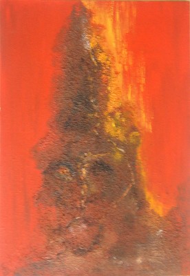 Rotbart, 29 x 42 cm, Acryl/Sand
